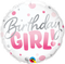 18" ROUND FOIL BDAY GIRL PINK DOTS
